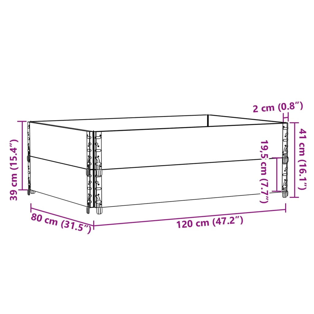 Pallet Collars 2 pcs Brown 120x80 cm Solid Wood Pine