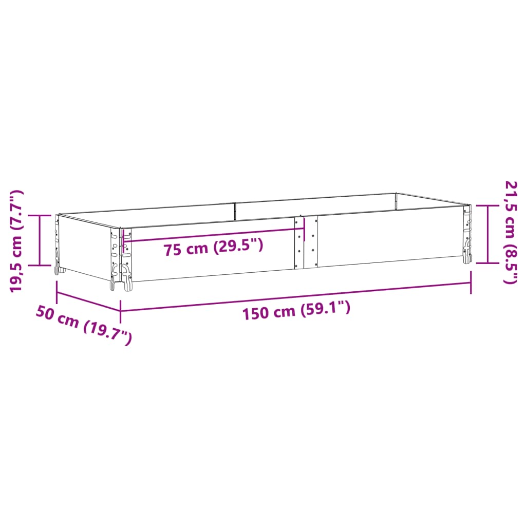 Pallet Collar Grey 150x50 cm Solid Wood Pine