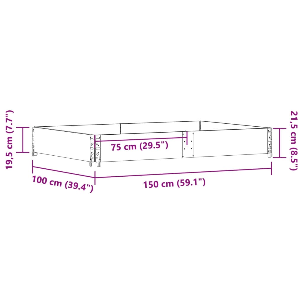 Pallet Collar 150x100 cm Solid Wood Pine