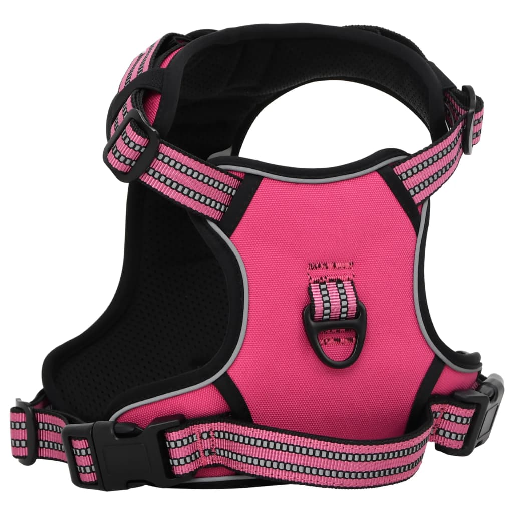 Dog Harness with Reflective Stripes Adjustable Pink L