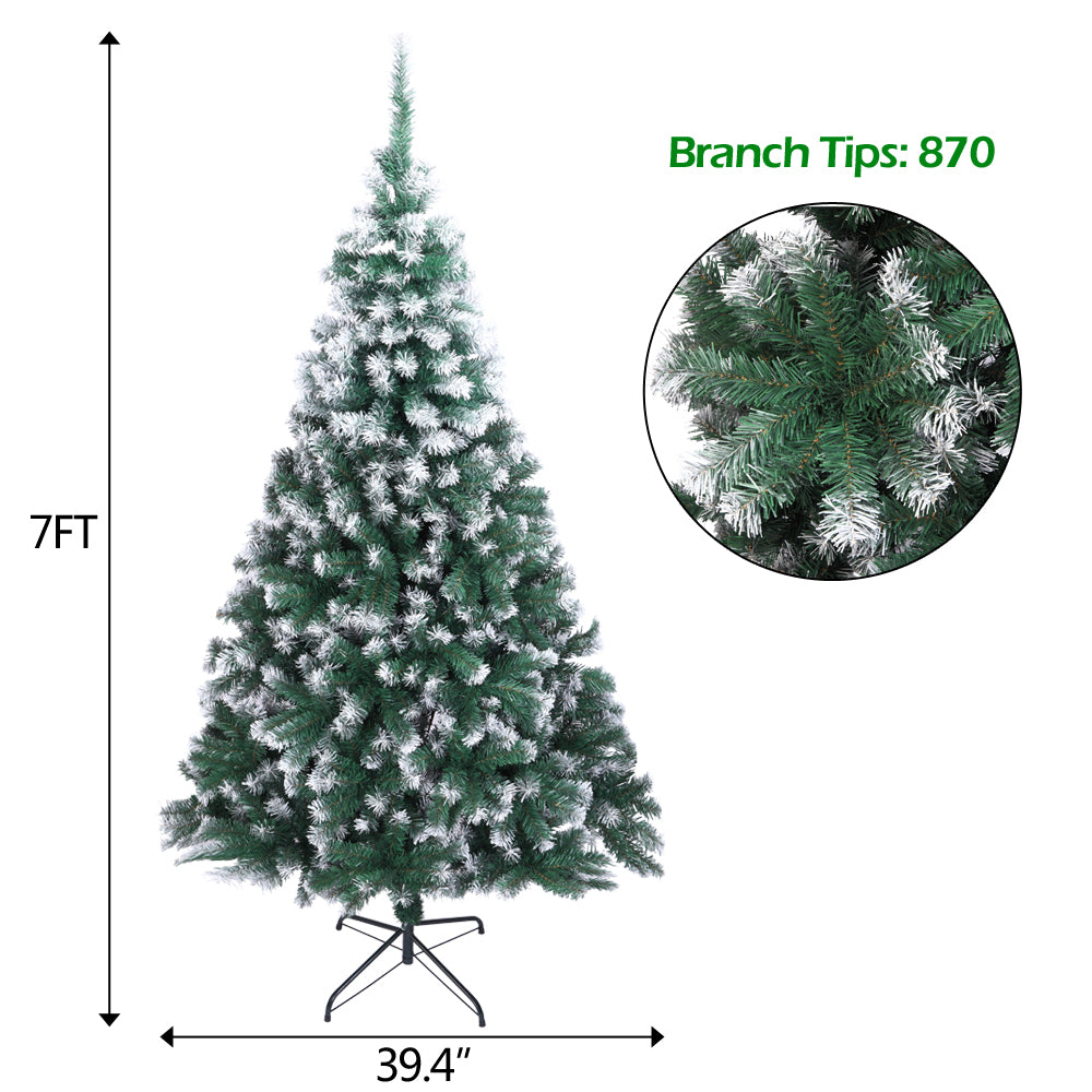 7FT 870 Branch Christmas Tree - Snowy White