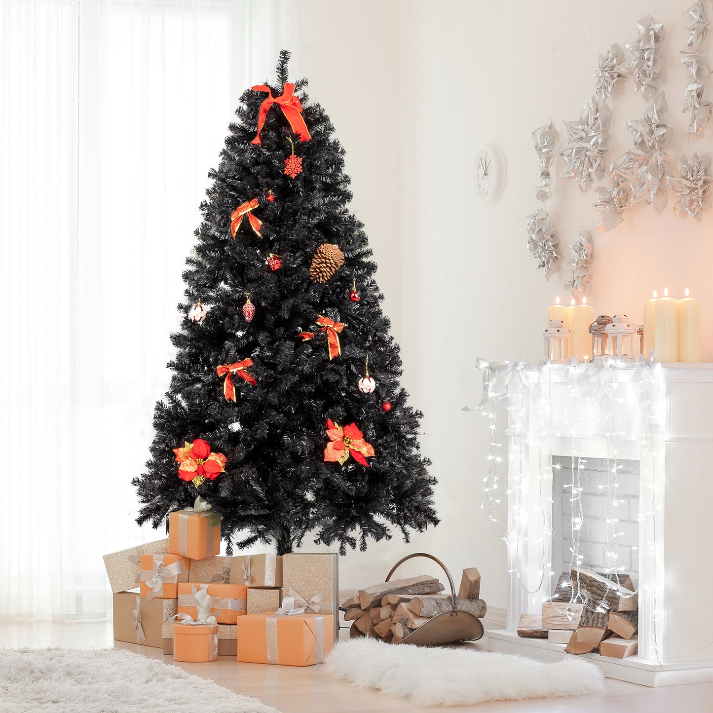 6ft 1600 Branch Christmas Tree - Black