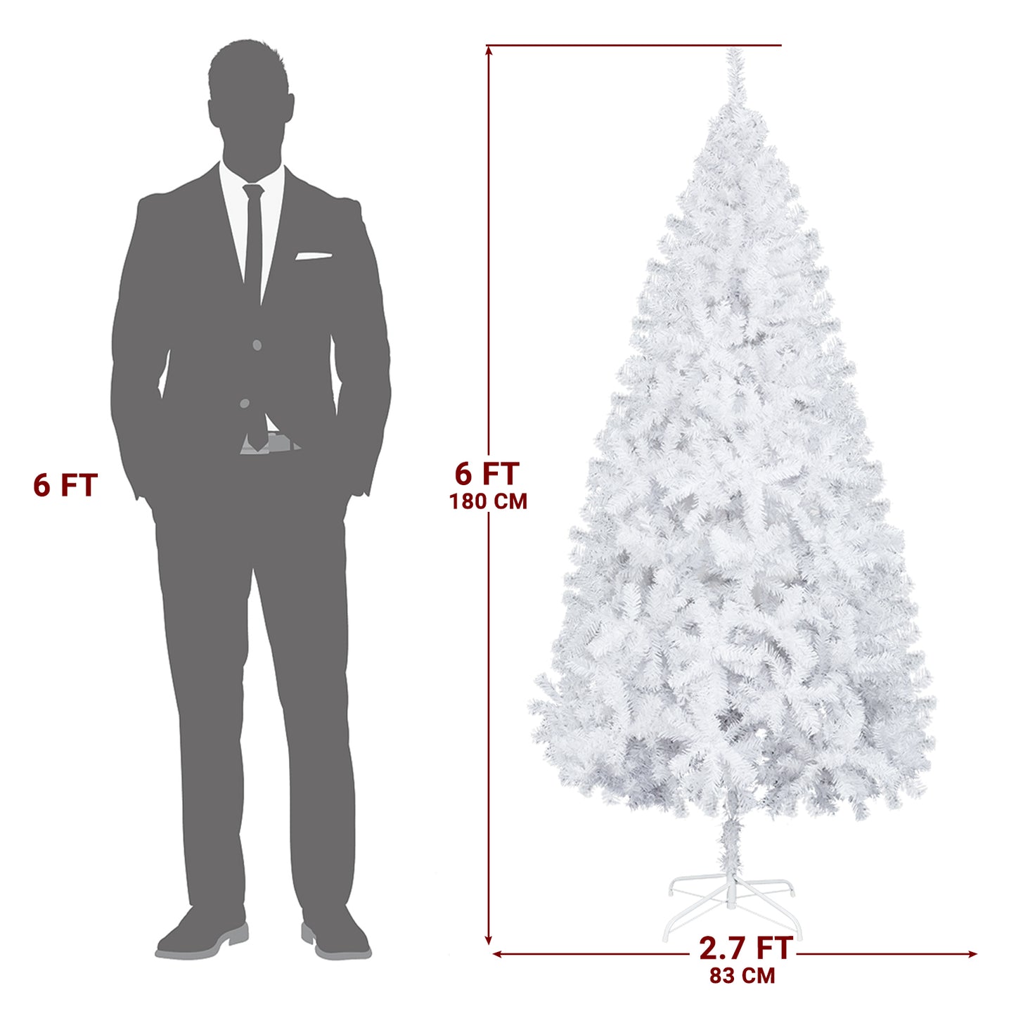 6FT 400 Branch Christmas Tree - White