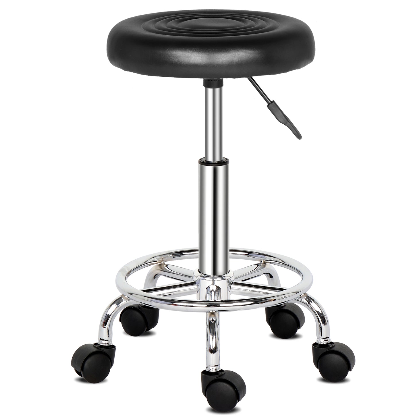 Round Stool with Lines Rotation Bar Stool Black