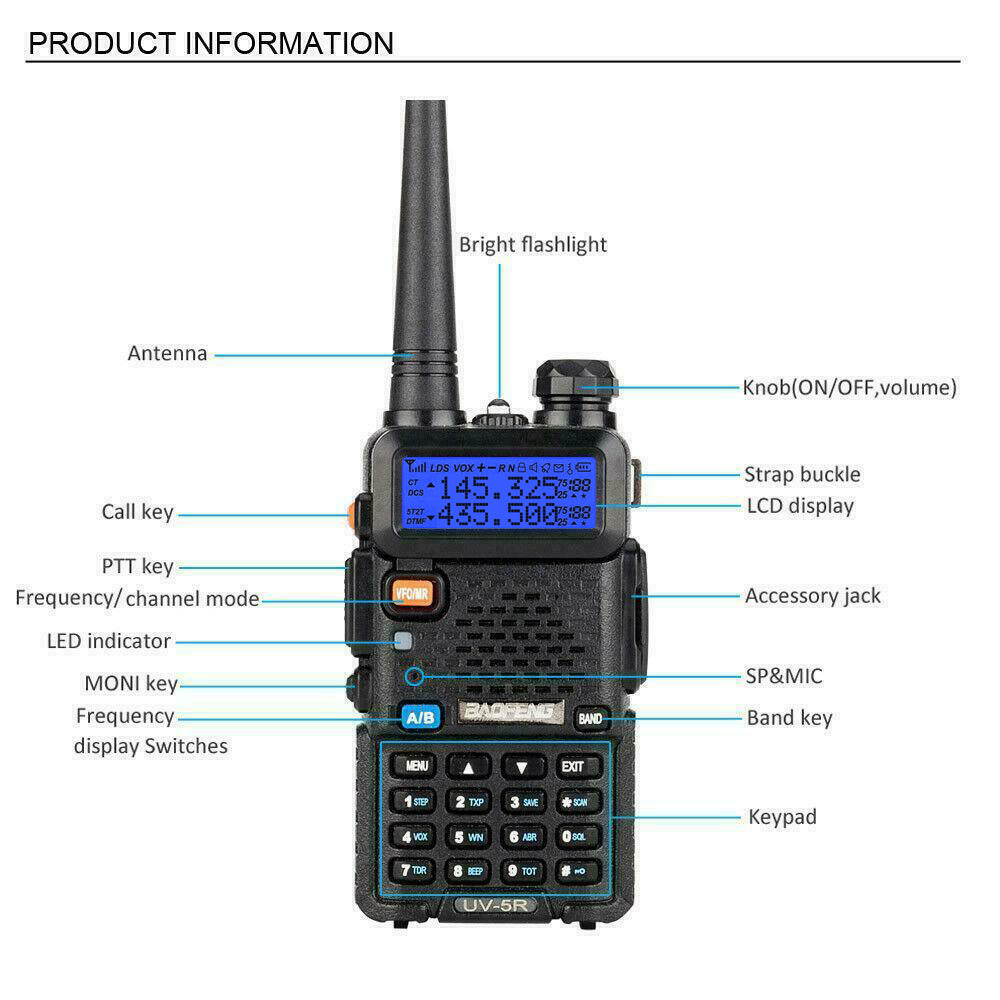 Two-way Radio Walkie-talkie UV-5R Black