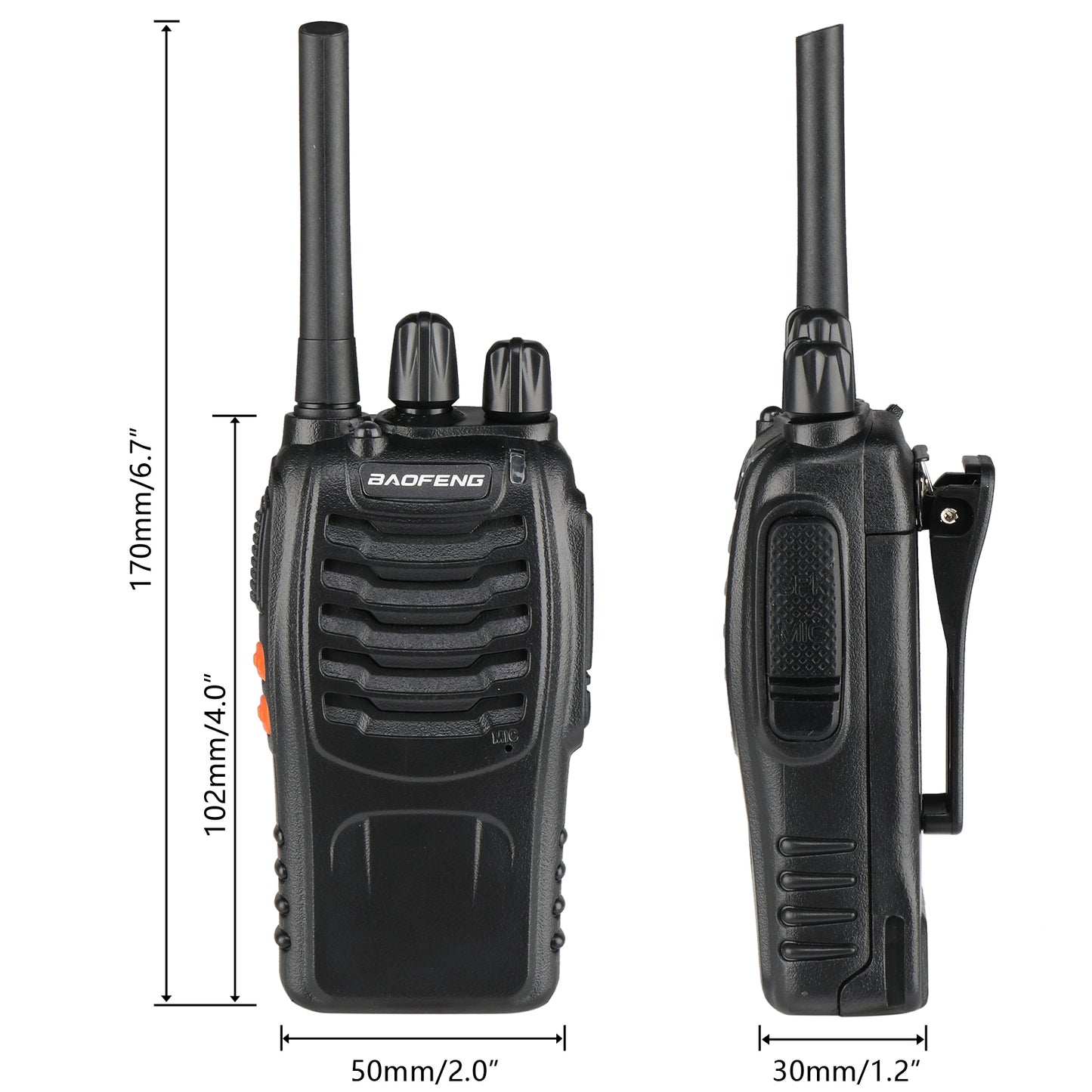 BF-88E 1500mAh Ultra-long Standby Walkie-talkie EU Standard Black - Dual Pack