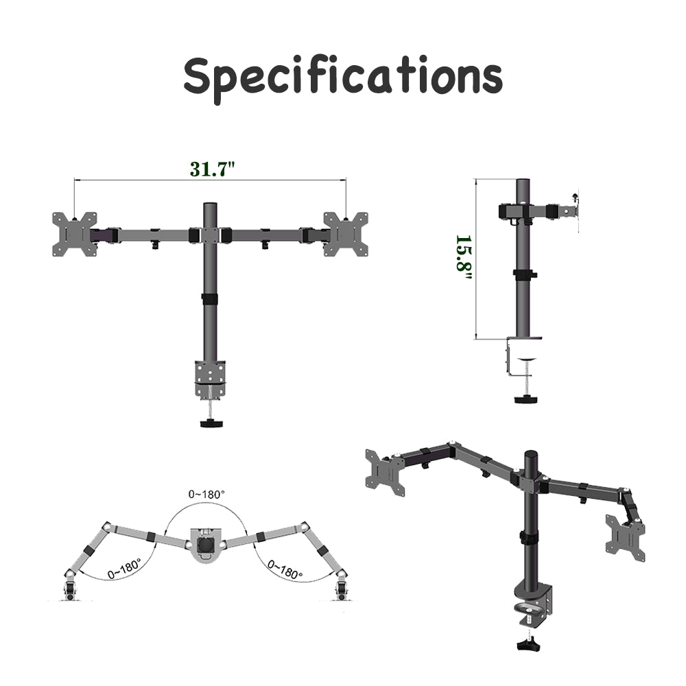 13-27 Inch Double Pendulum Large Base TV Stand TSNS-03 Bearing 8Kg/Vese100*100/90° tilt/360° rotation