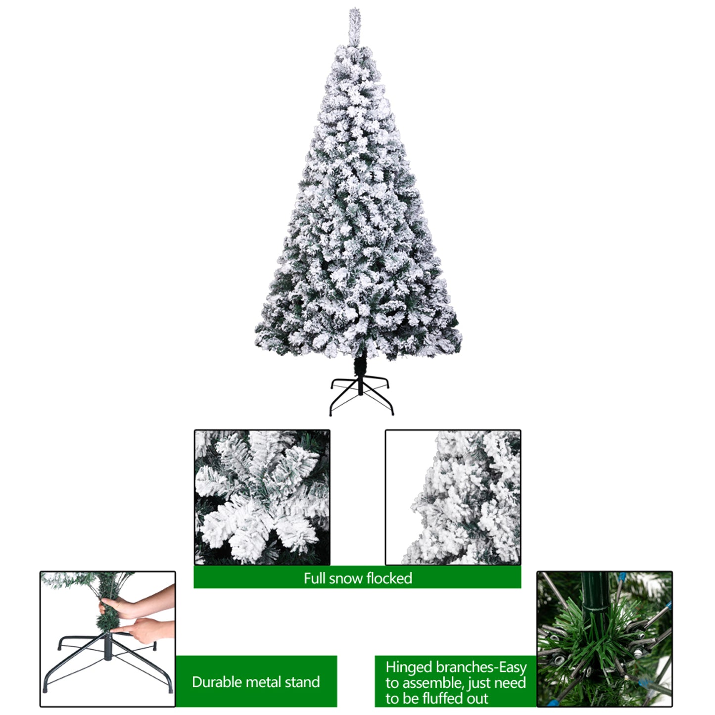 7ft 1300 Branch Christmas Tree - Snowy White