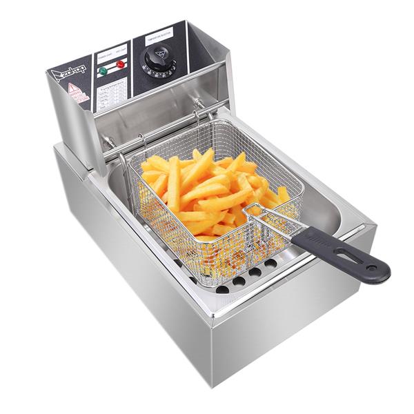 2500W 220-240V 6L Stainless Steel Single Cylinder Electric Fryer UK Plug