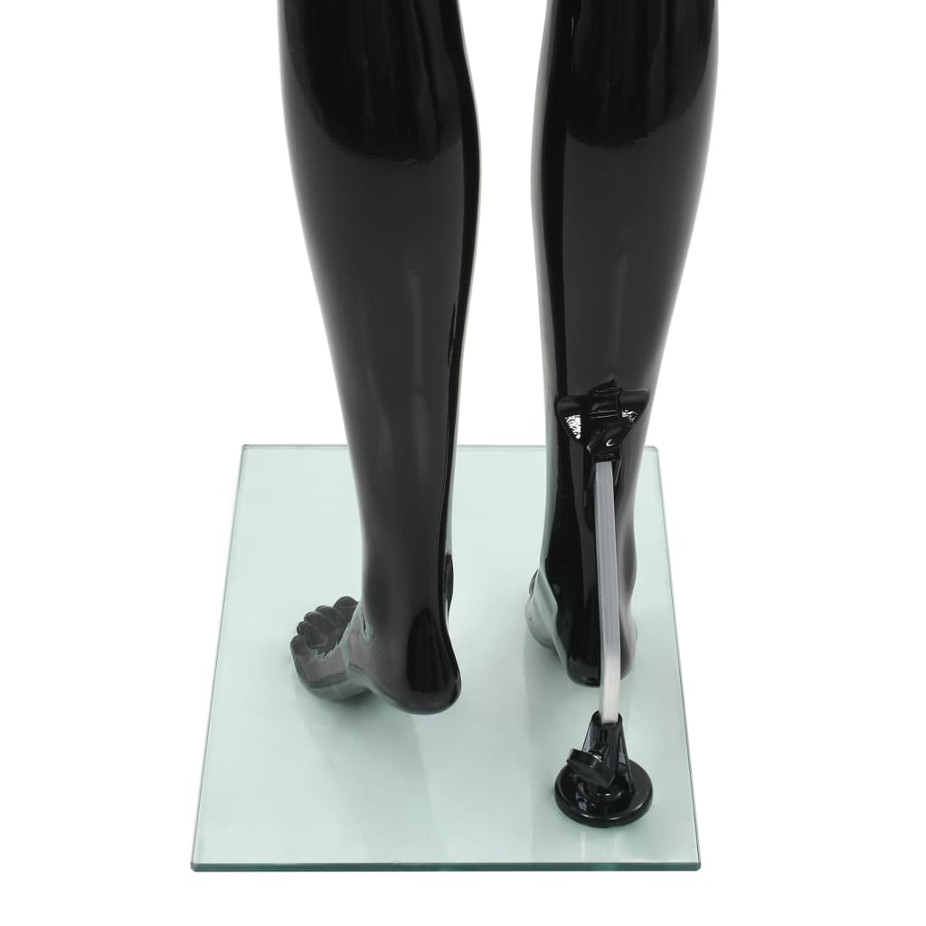Full Body Female Mannequin with Glass Base Glossy Black 175 cm