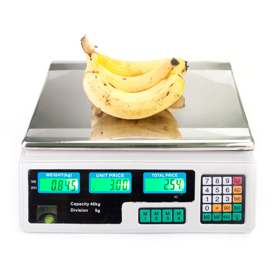 40kg Digital Food Price Scales - Silver & White