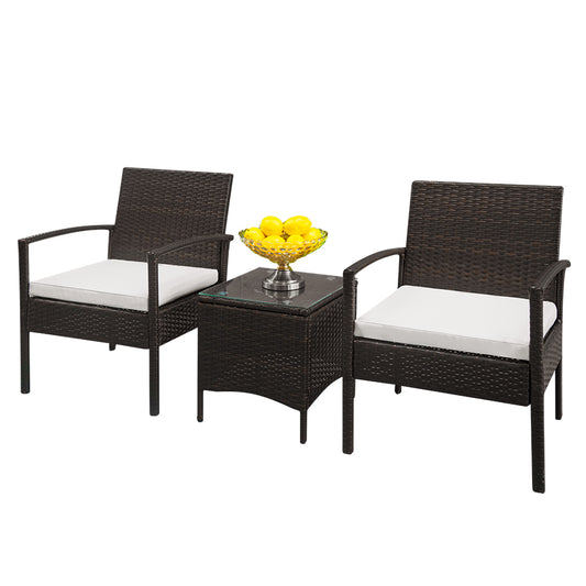 Rattan Relaxed Bistro Set - Brown