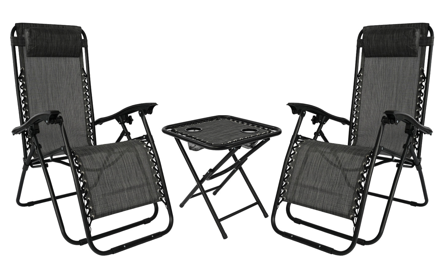 2 x Anti Gravity Chairs & Side Table - Grey