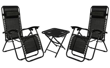 2 x Anti Gravity Chairs & Side Table - Black