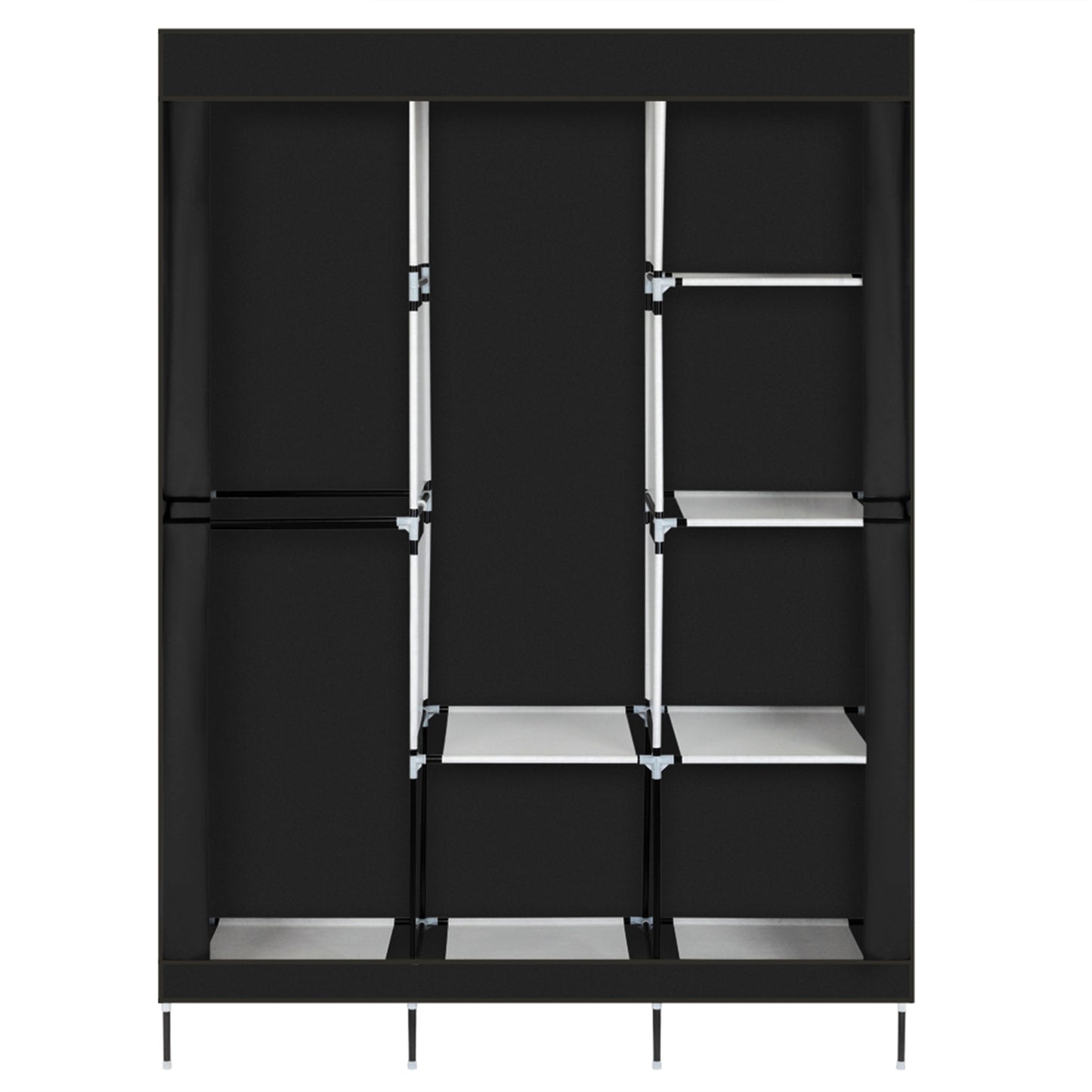 4 Layer 8 Compartment Fabric Wardrobe - Black