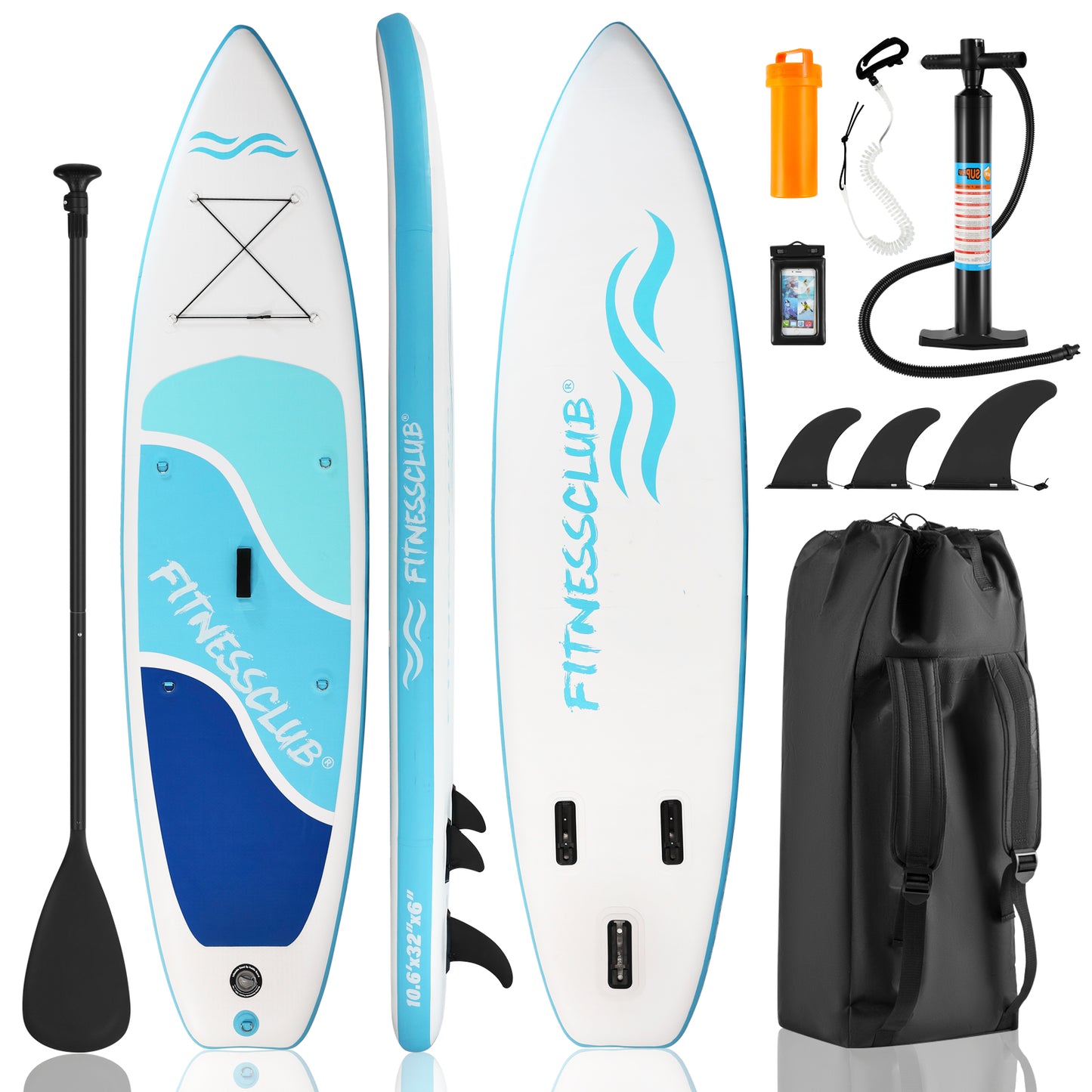10.6ft Blue Paddleboard with Accessories