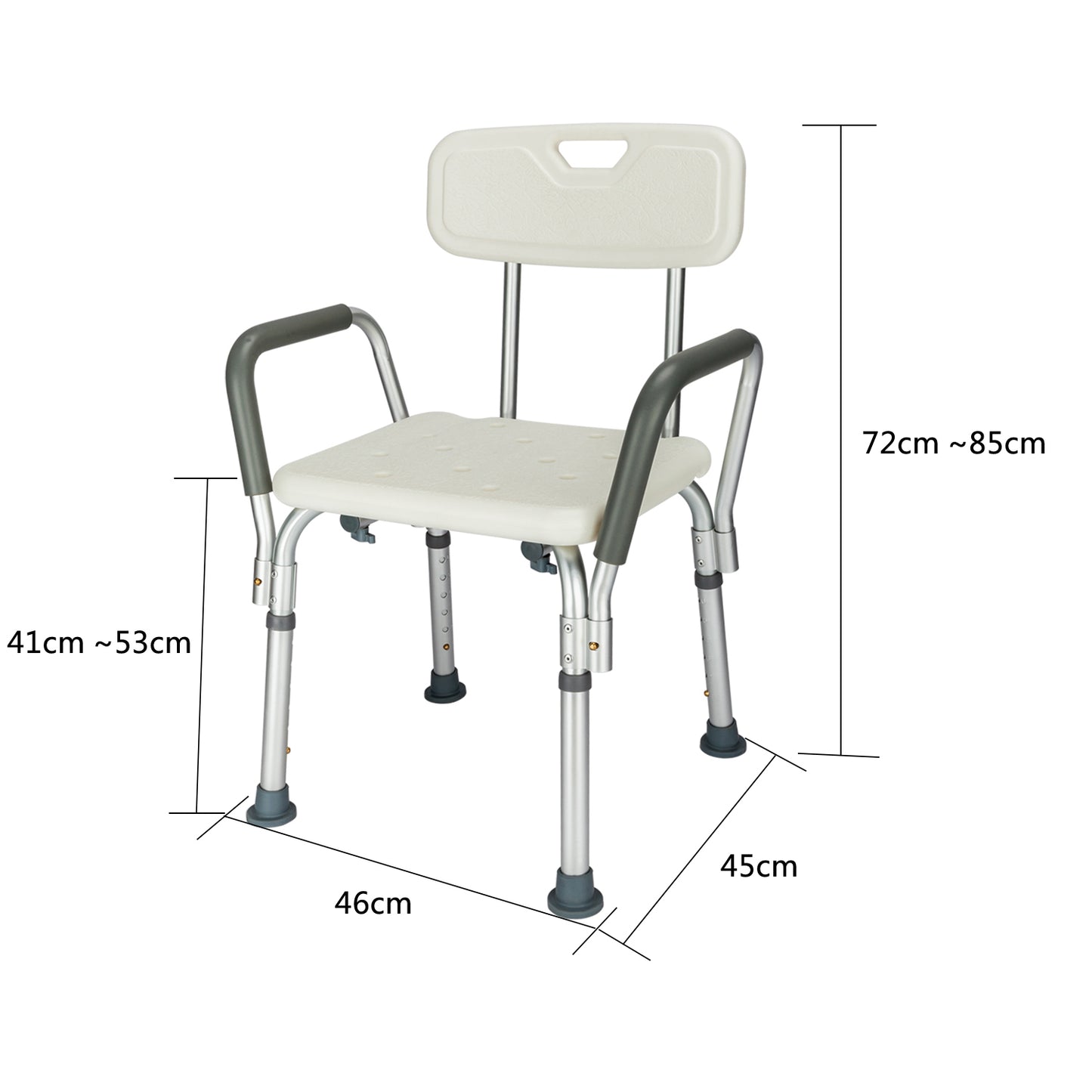 Bathroom Safety Chair with Arms - White